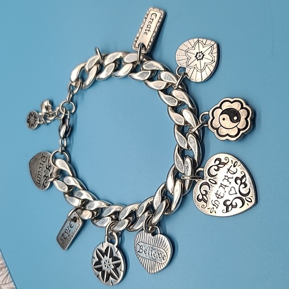 Brighton Manuscript Heart Charm Bracelet !! 1 CHARM MISSING!! ⚠️ - Picture 8 of 9
